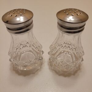 Crystal Salt and Pepper Shakers with Silver Tops